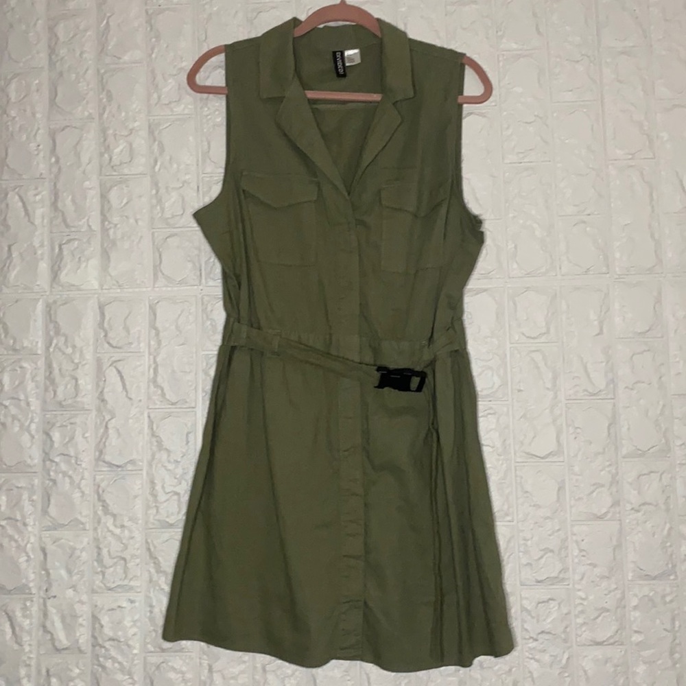Army Green | Buckled Dress | Short Sleeve